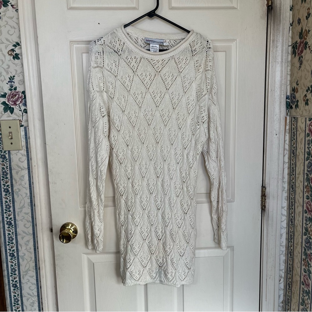 Crochet White Sweater Dress